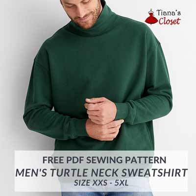 Men’s turtleneck sweatshirt - free PDF sewing pattern