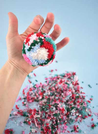 Multi colored pom pom ornaments