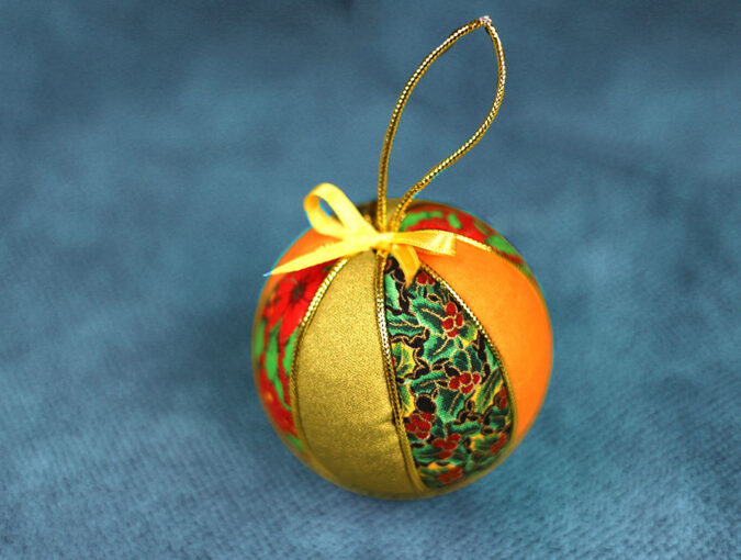 DIY no sew tufted fabric christmas ball