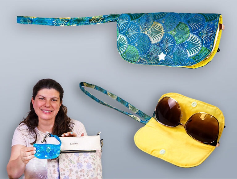 Oversized sunglasses case bag charm