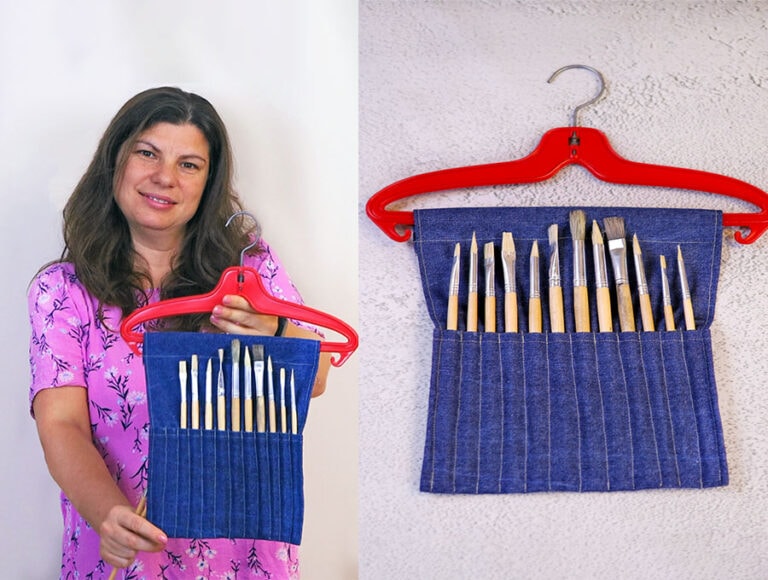 DIY Paintbrush Hanger Holder or Makeup brush holder // Simple Sewing project