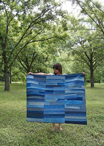 full sized quilt out of old jeans