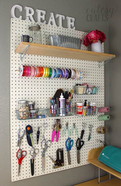 Use peg board to organize your sewing room