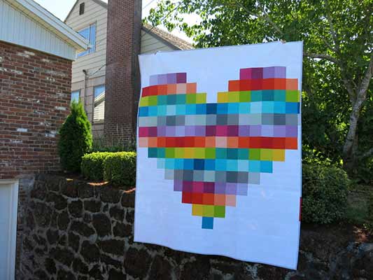Pixel heart quilt pattern