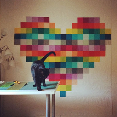pixel heart quilt