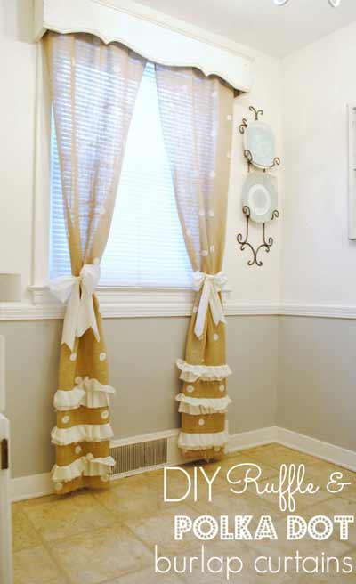DIY Polka Dot Burlap Curtains