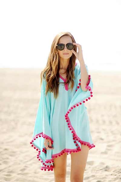 Pom pom trim beach coverup pattern