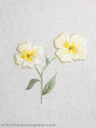 Primrose botanical embroidery pattern
