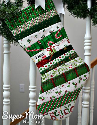 quilt as you go Christmas stocking