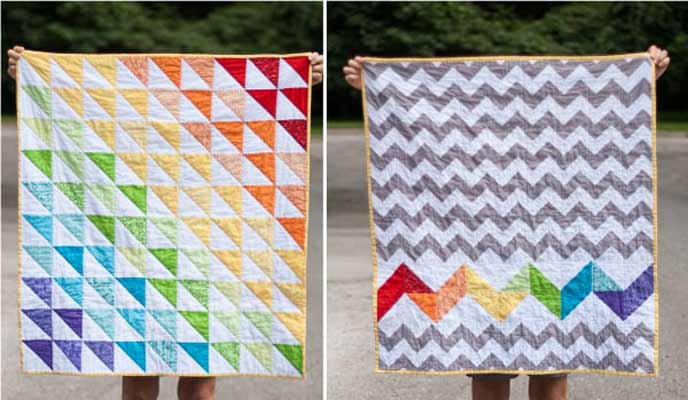 Rainbow chevron baby quilt