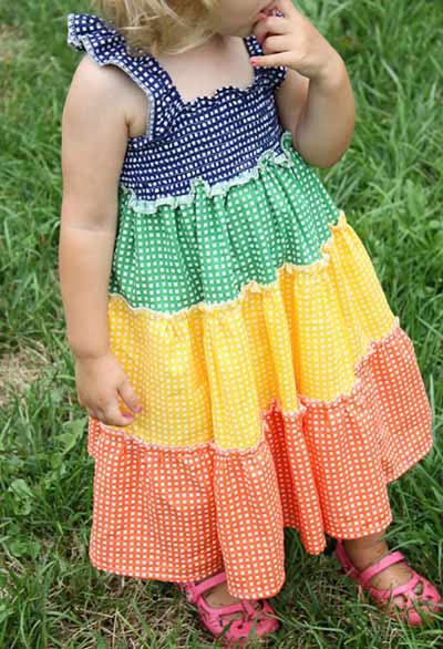 rainbow tiered dress for kids