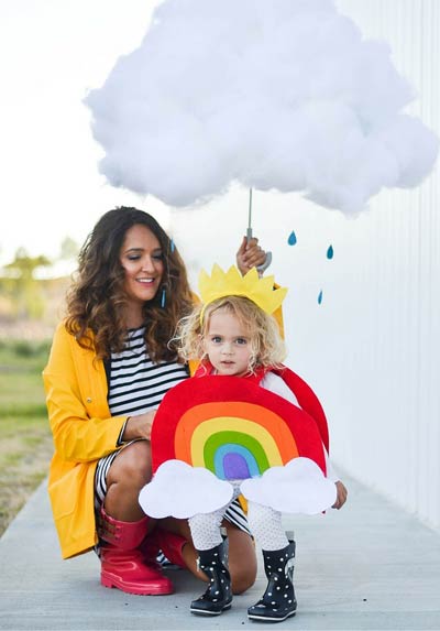 rainbow and cloud costume for kid and mom