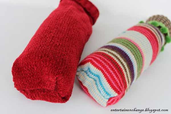 DIY Recycled Sweater Wine Bottle Gift Bags