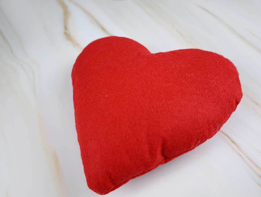 red heart shaped pillow