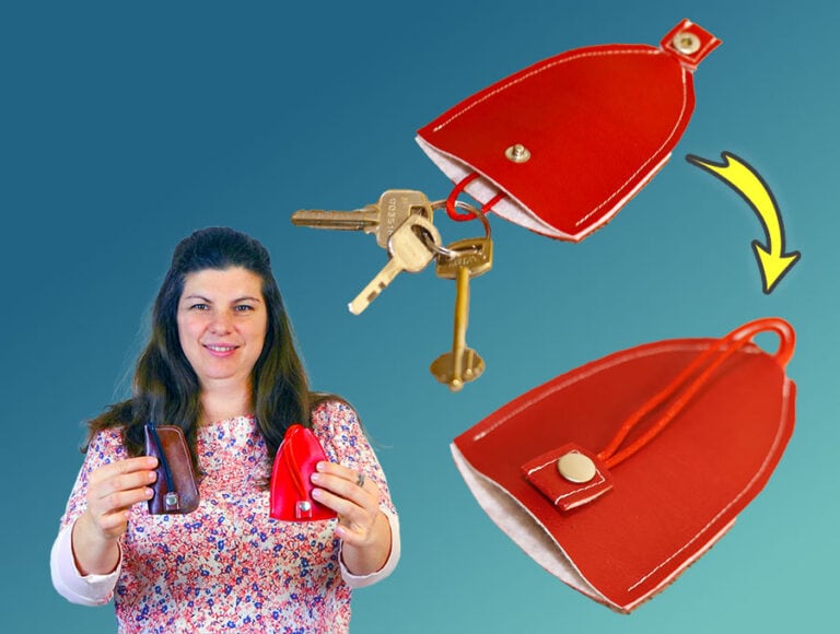 DIY Retractable Leather Key Cover // Faux Leather Bell-Shaped Key Case // Slim Leather Key Holder