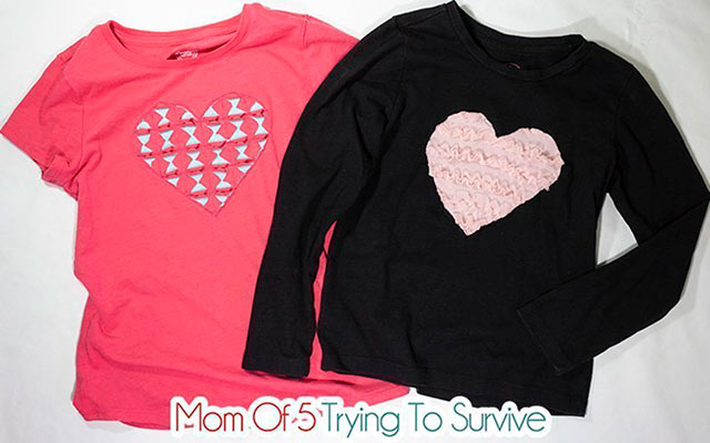 reverse applique heart tshirts