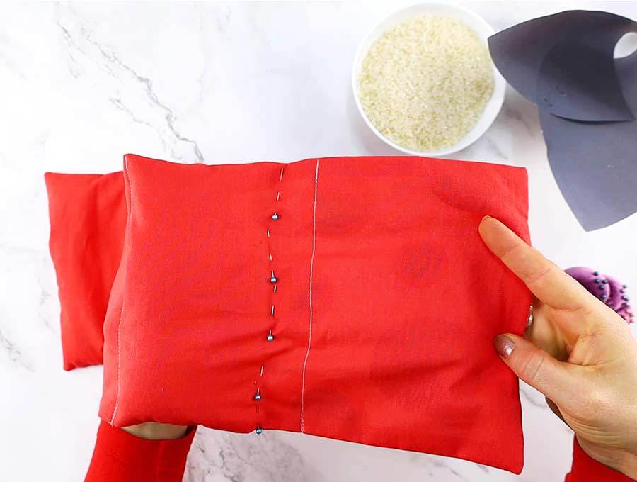 rice heating pad with a second row of pins