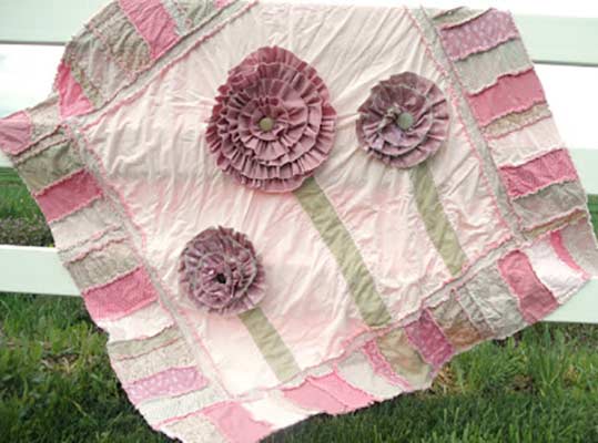 ruffled flowers rag quilt