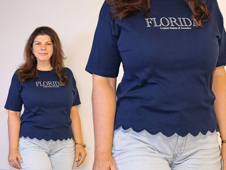 DIY Scallop Tee // Turn a Boring T-shirt into a cute Scalloped Hem Tee