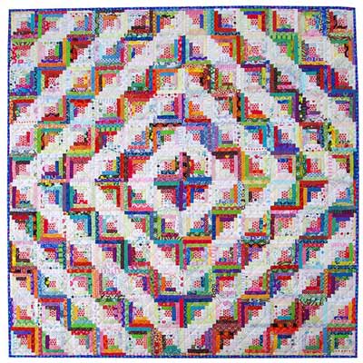 Scrappy log cabin quilt