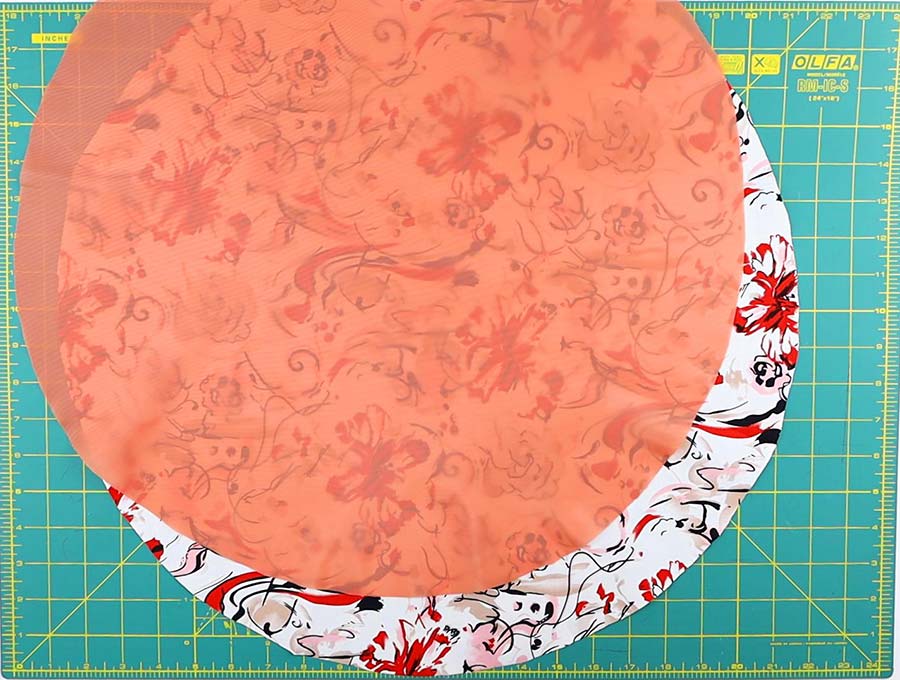 making of the diy shower cap - cut lining according to the shower cap pattern