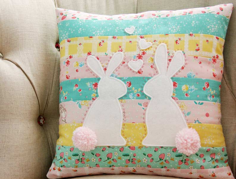 bunnies in love pillow