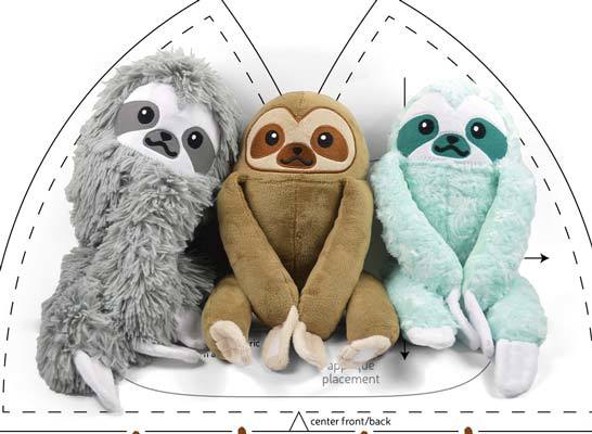 free stuffed sloth sewing pattern