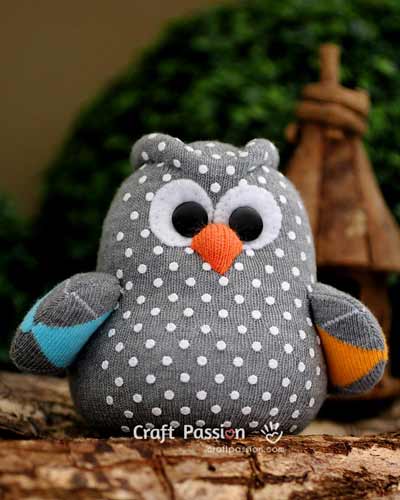 Sock owl stuffed animal pattern