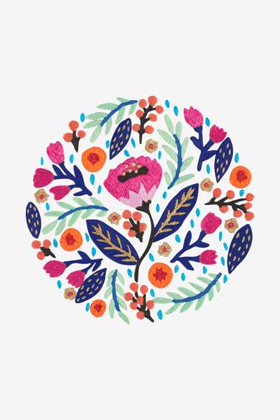 Spring garden floral embroidery pattern