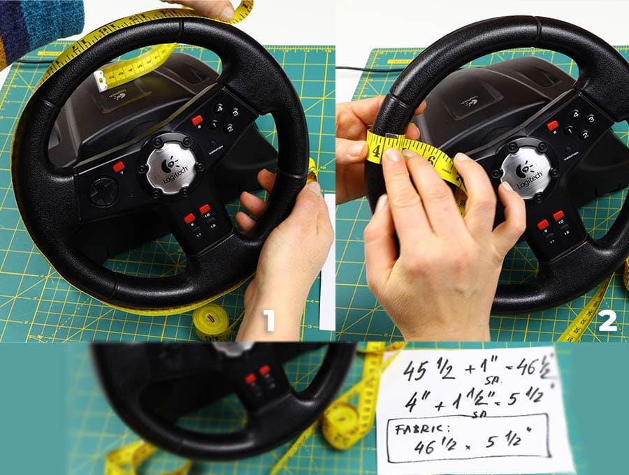 taking steering wheel cover pattern measuremensts