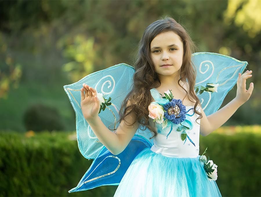 stiffened fabric in use - butterfly wings on a little girl