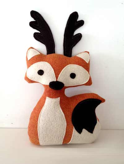 Stuffed fox with antlers