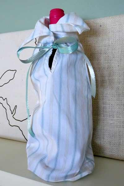 Recycled shirt sleeve wine bag tutorial