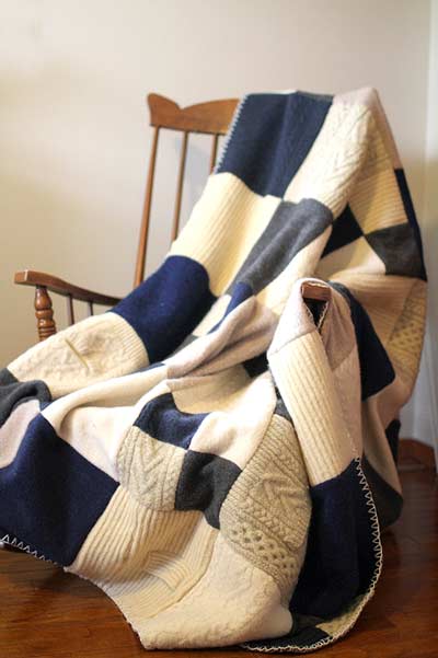 repurposed sweater blanket