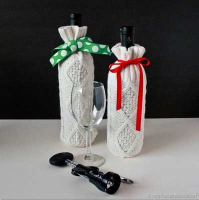 sweater wine gift bag