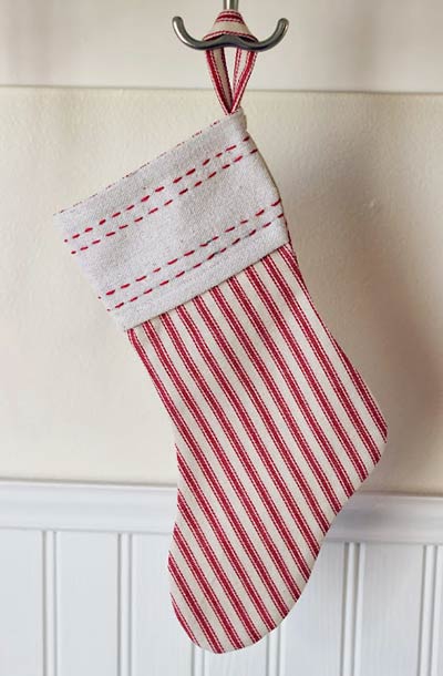 striped Christmas stockings with embrodery