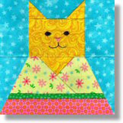 Cat heart Quilt Block PDF Pattern. Paper Piecing