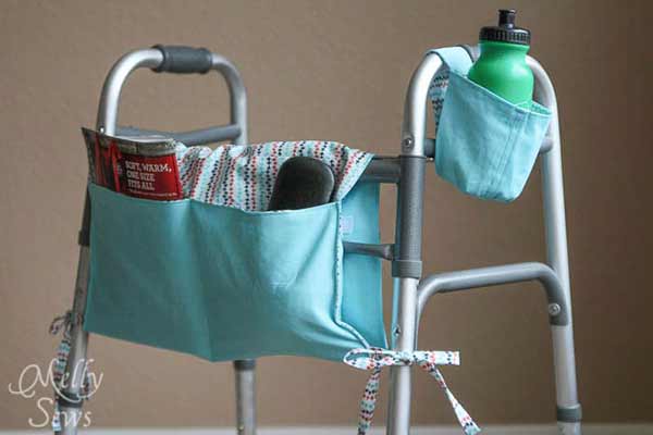 DIY Walker Caddy - with a cup holder! free sewing pattern