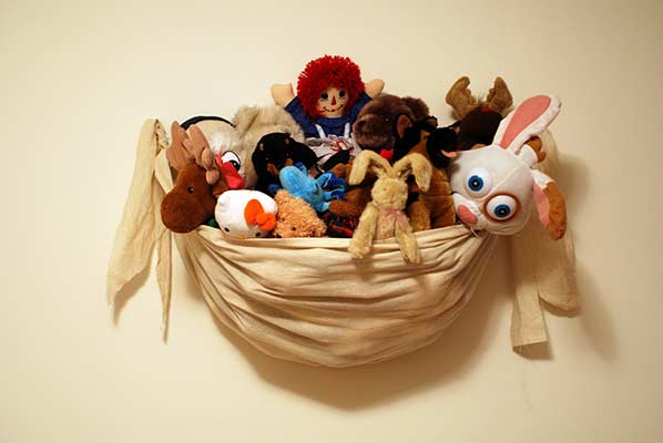 Handmade Childrens wall mounted stuffed animal storage