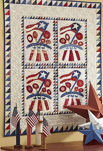 Flying free applique patriotic wall hanging pattern