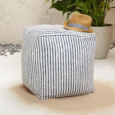 West elm inspired striped pouf