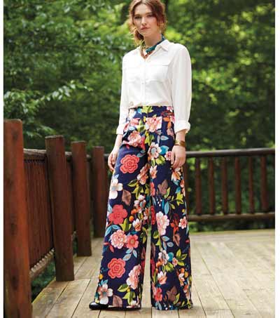 Wide leg pants pattern with waist band