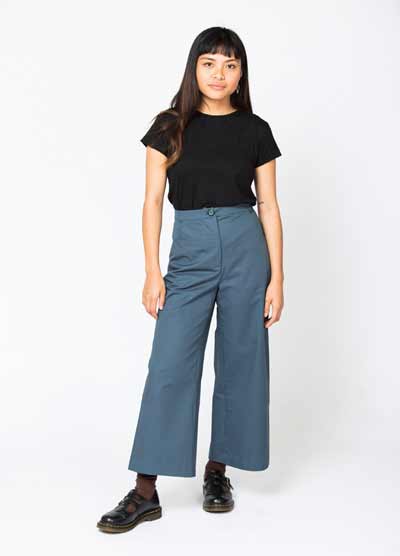 Wide leg pants with front zipper free pattern