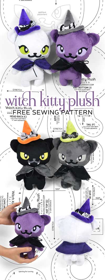Witch kitty - cat plushie pattern