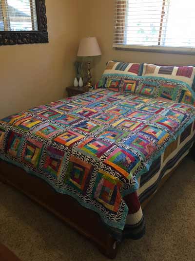 Wonky log cabin quilt